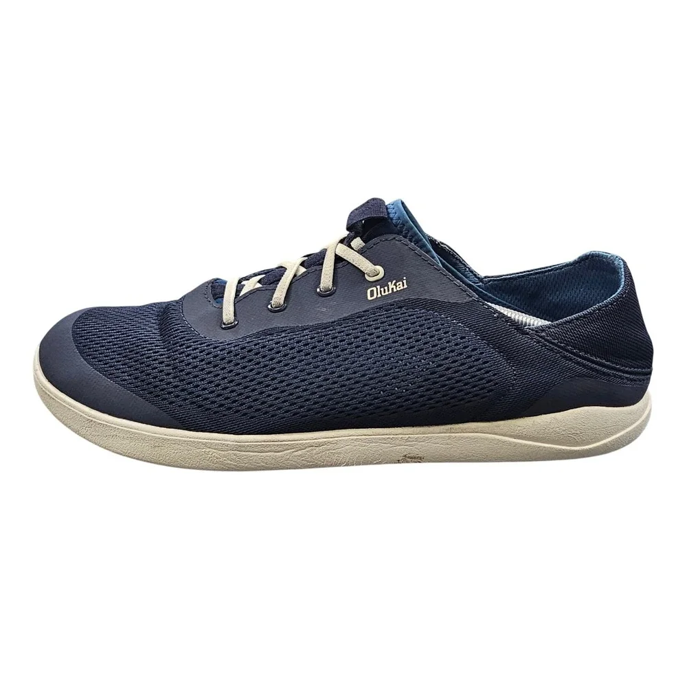 OluKai Moku Pae Mens 14 Trench Blue Mesh Boat Shoe Drop-In Heel Slip-On Sneakers
